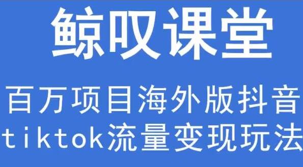 鲸叹号《海外TIKTOK训练营》百万项目海外版抖音tiktok流量变现玩法-黑马创业网