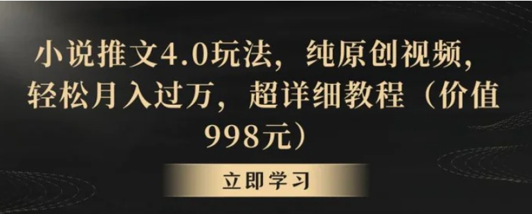 小说推文4.0玩法，纯原创视频，轻松月入过万，超详细教程-黑马创业网