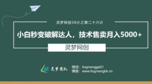灵梦网创38计之第二十六计：小白秒变破解达人，技术售卖月入5000+-黑马创业网