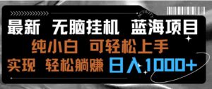 最新无脑挂机蓝海项目纯小白可操作简单轻松有手就行无脑躺赚日入1000+-黑马创业网