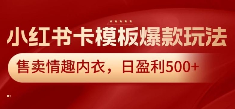 小红书卡模板爆款玩法，售卖情趣内衣，日盈利500+【揭秘】-黑马创业网