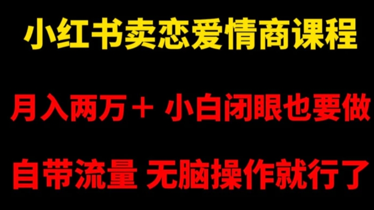 小红书卖恋爱情商课程，月入两万＋，小白闭眼也要做，自带流量，无脑操作就行了【揭秘】-黑马创业网