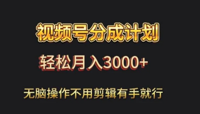 视频号流量分成，不用剪辑，有手就行，轻松月入2000+-黑马创业网