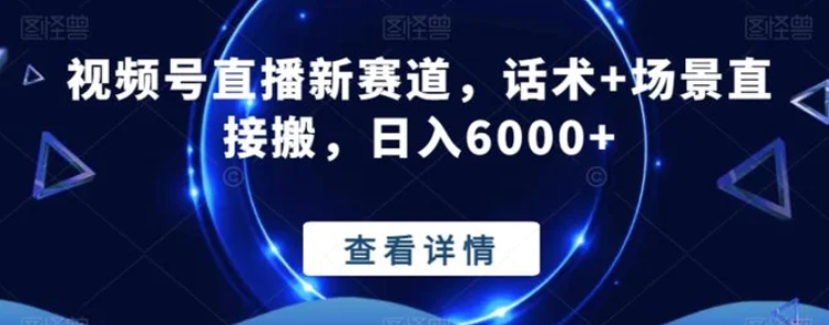 视频号直播新赛道，话术+场景直接搬，日入6000+-黑马创业网