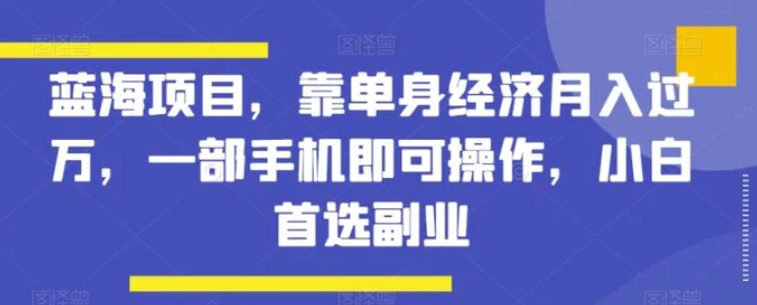 蓝海项目，靠单身经济月入过万，一部手机即可操作，小白首选副业【揭秘】-黑马创业网