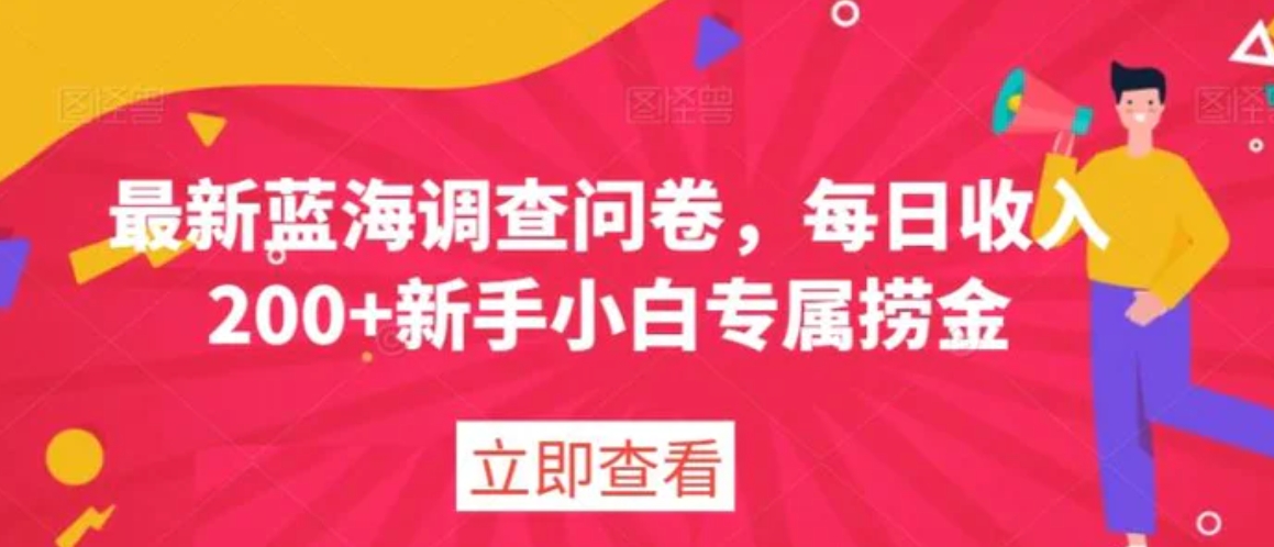 最新蓝海调查问卷，每日收入200+新手小白专属捞金-黑马创业网