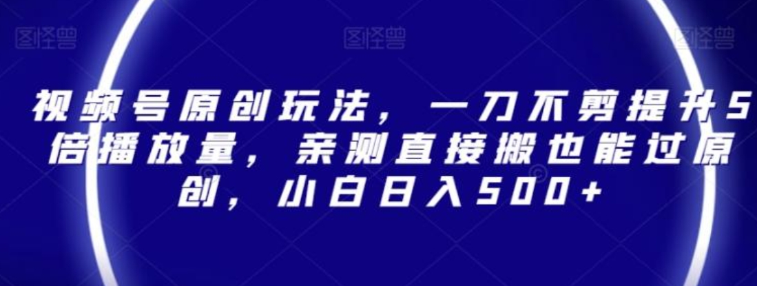 视频号原创玩法，一刀不剪提升5倍播放量，亲测直接搬也能过原创，小白日入500+【揭秘】-黑马创业网