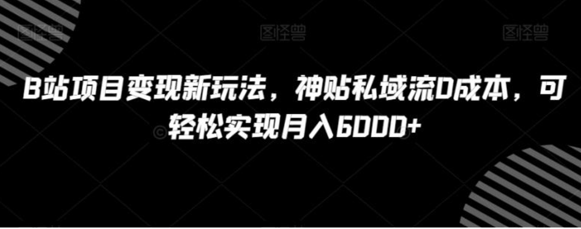 B站项目变现新玩法，神贴私域流0成本，可轻松实现月入6000+【揭秘】-黑马创业网
