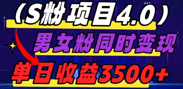 S粉项目4.0，男女粉通吃，男女粉同时变现，单日收益3500+-黑马创业网