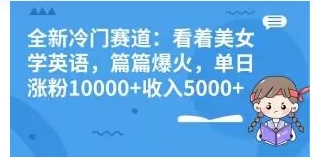 全新冷门赛道：看着美女学英语，篇篇爆火，单日涨粉10000+收入5000+-黑马创业网
