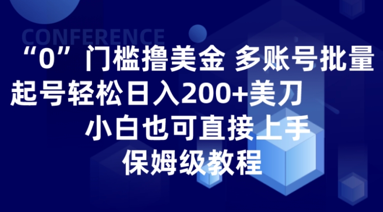 0门槛撸美金| 多账号批量起号轻松日入200+美刀，小白也可直接上手，保姆级教程-黑马创业网