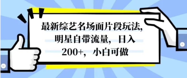 最新综艺名场面片段玩法，明星自带流量，日入200+，小白可做-黑马创业网