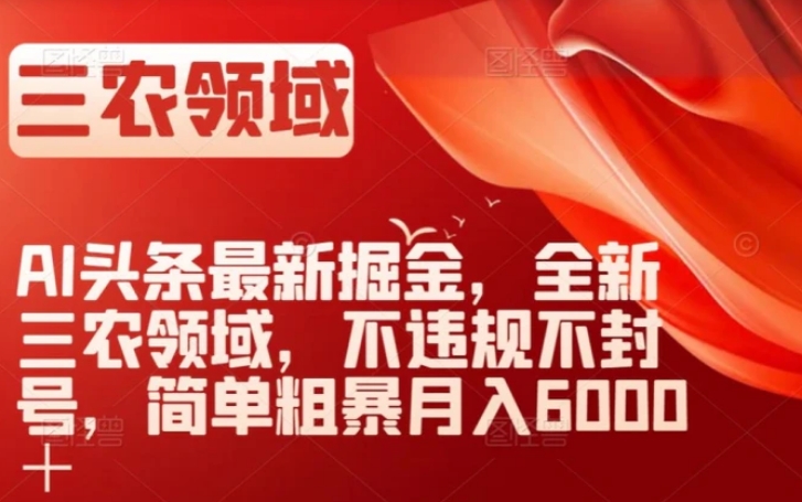 AI头条最新掘金，全新三农领域，不违规不封号，简单粗暴月入6000＋【揭秘】-黑马创业网