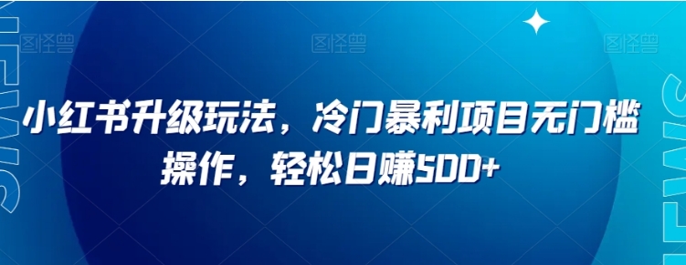 小红书升级玩法，冷门暴利项目无门槛操作，轻松日赚500+【揭秘】-黑马创业网
