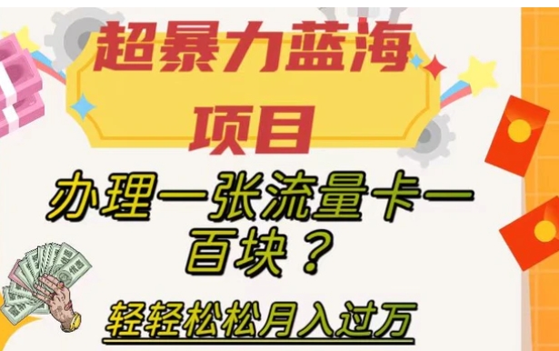 超暴力蓝海项目，办理一张流量卡一百块？轻轻松松月入过万，保姆级教程【揭秘】-黑马创业网