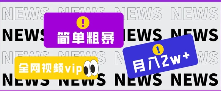 简单粗暴零成本，高回报，全网视频VIP掘金项目，月入2万＋-黑马创业网