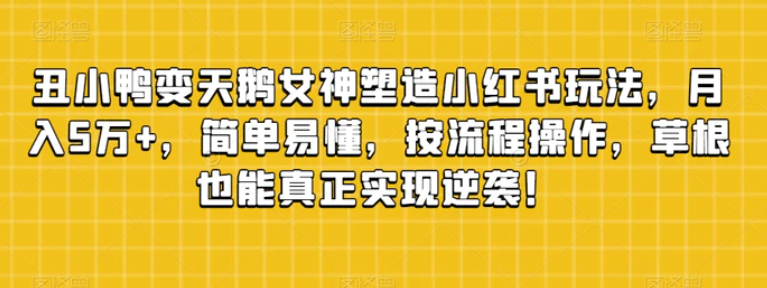 丑小鸭变天鹅女神塑造小红书玩法，月入5万+，简单易懂，按流程操作，草根也能真正实现逆袭！-黑马创业网