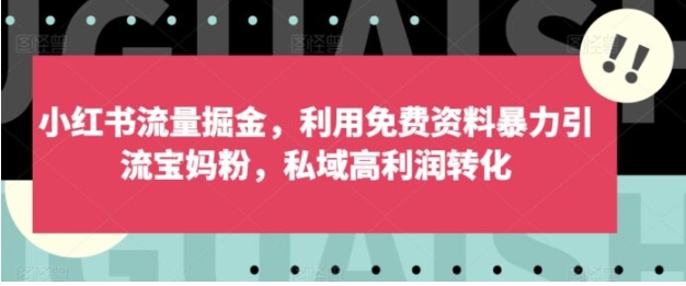 小红书流量掘金，利用免费资料暴力引流宝妈粉，私域高利润转化【揭秘】-黑马创业网