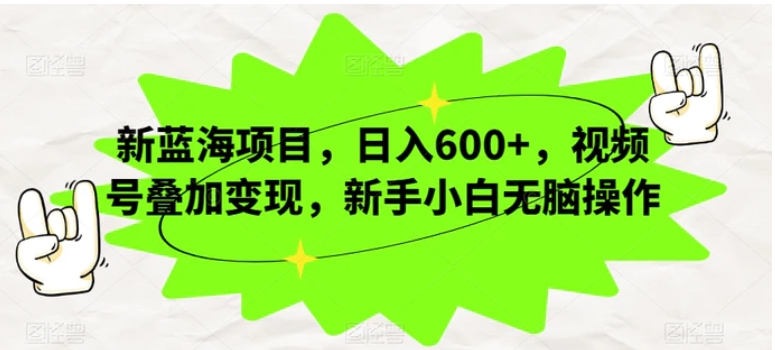 新蓝海项目，日入600+，视频号叠加变现，新手小白无脑操作【揭秘】-黑马创业网