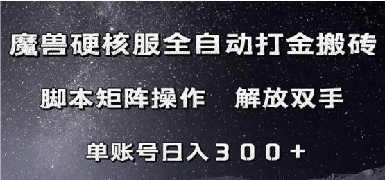 魔兽硬核服自动打金搬砖，脚本矩阵操作，单账号300+-黑马创业网
