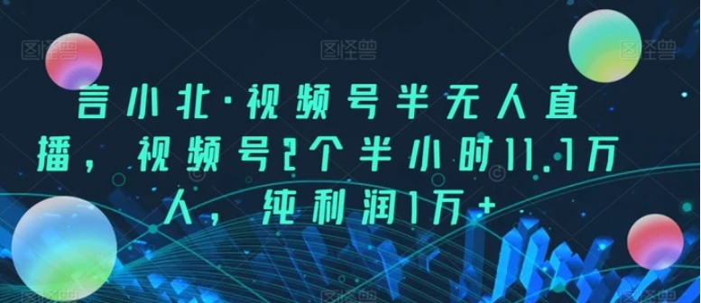 言小北·视频号半无人直播，视频号2个半小时11.7万人，纯利润1万+-黑马创业网