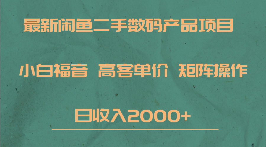 最新闲鱼二手数码赛道，小白福音，高客单价，矩阵操作，日收入2000+-黑马创业网