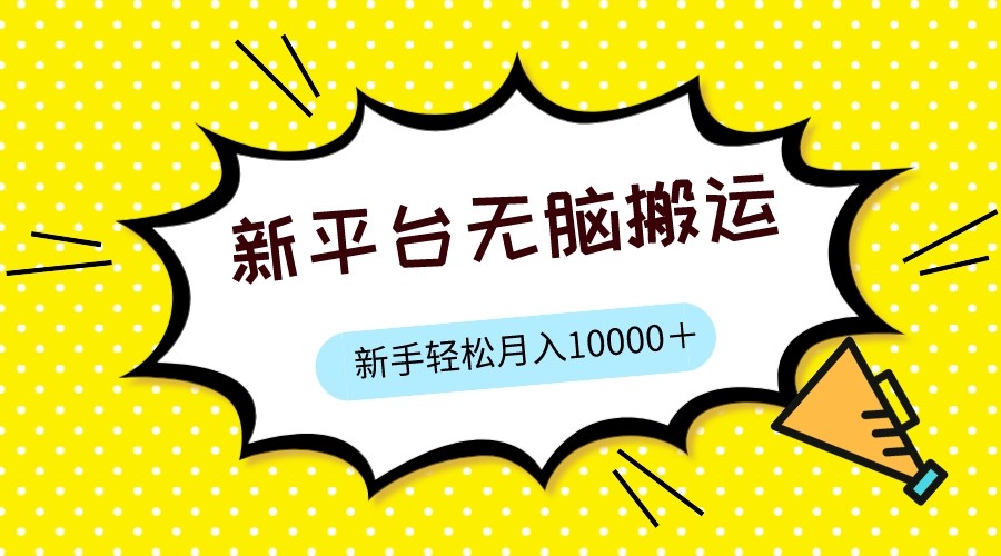 新平台用软件无脑搬运，月赚10000+，小白也能轻松上手-黑马创业网