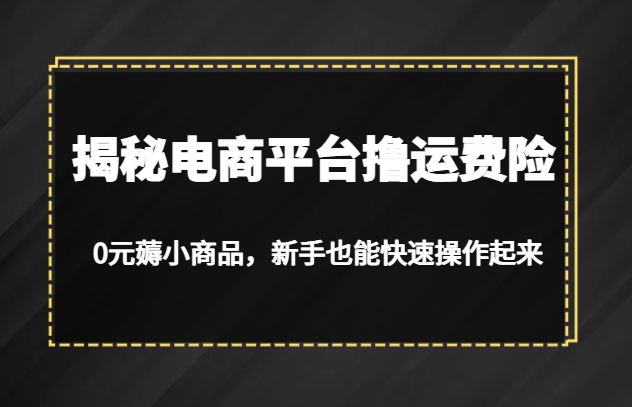 揭秘电商平台撸运费险，0元薅小商品，新手也能快速操作起来-黑马创业网