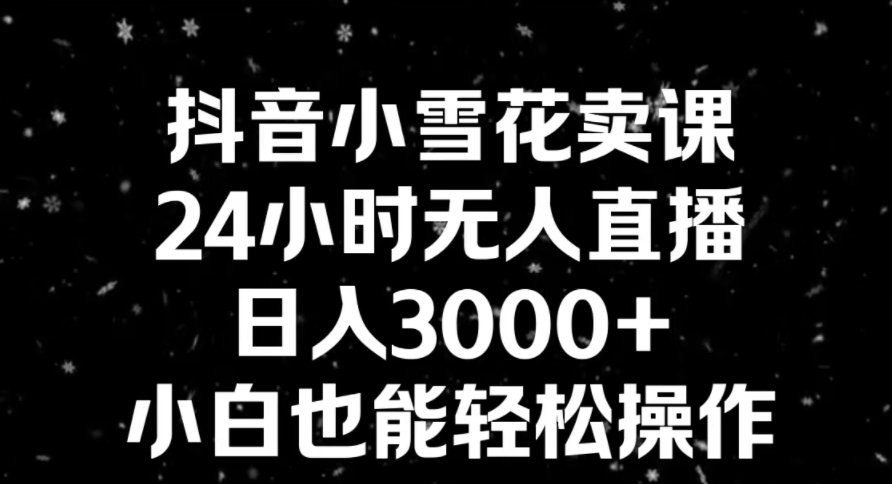 抖音小雪花卖课，24小时无人直播，日入3000+，小白也能轻松操作-黑马创业网