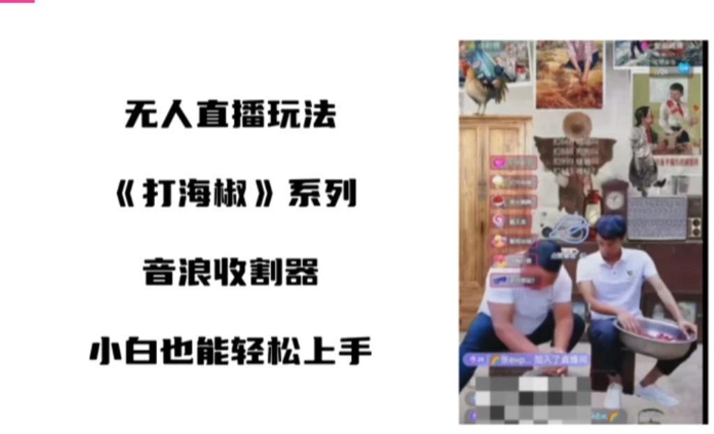 打海椒无人直播整蛊项目，小白轻松上手撸音浪收割器-黑马创业网