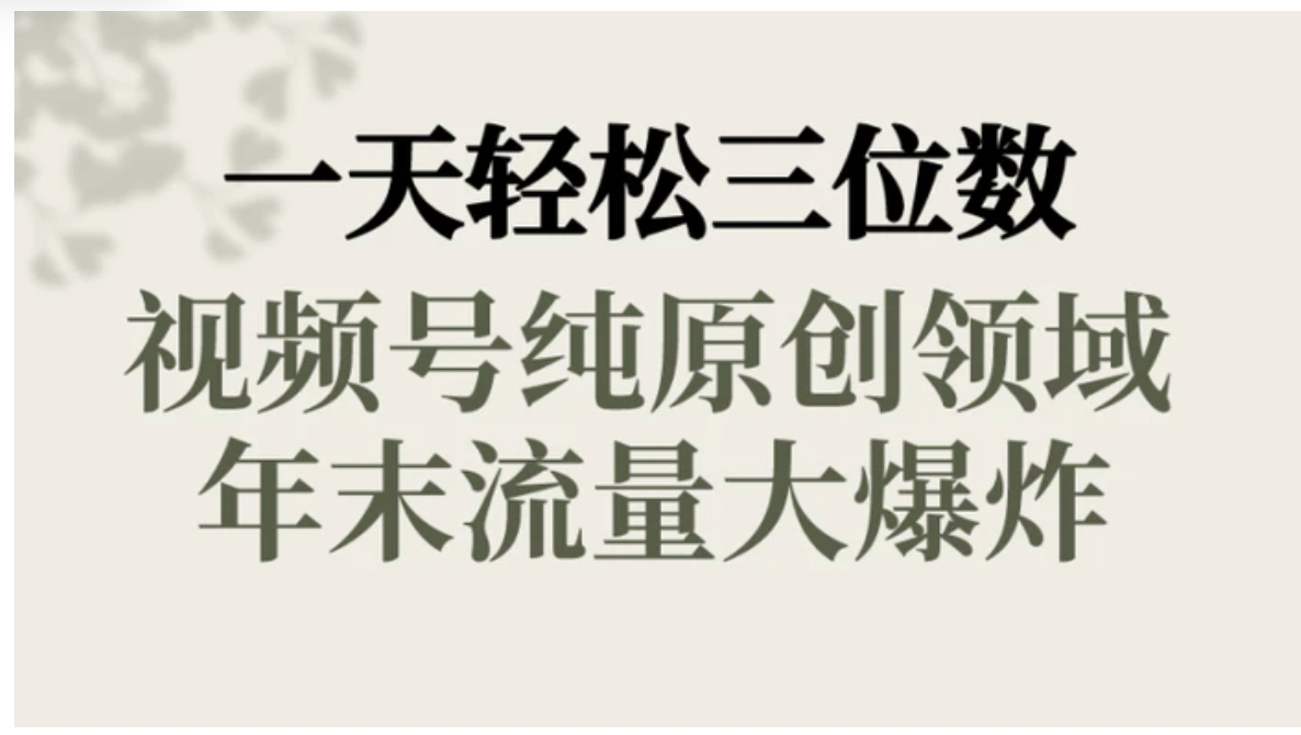 一天轻松三位数，视频号纯原创领域，春节童子送祝福，年末流量大爆炸，-黑马创业网