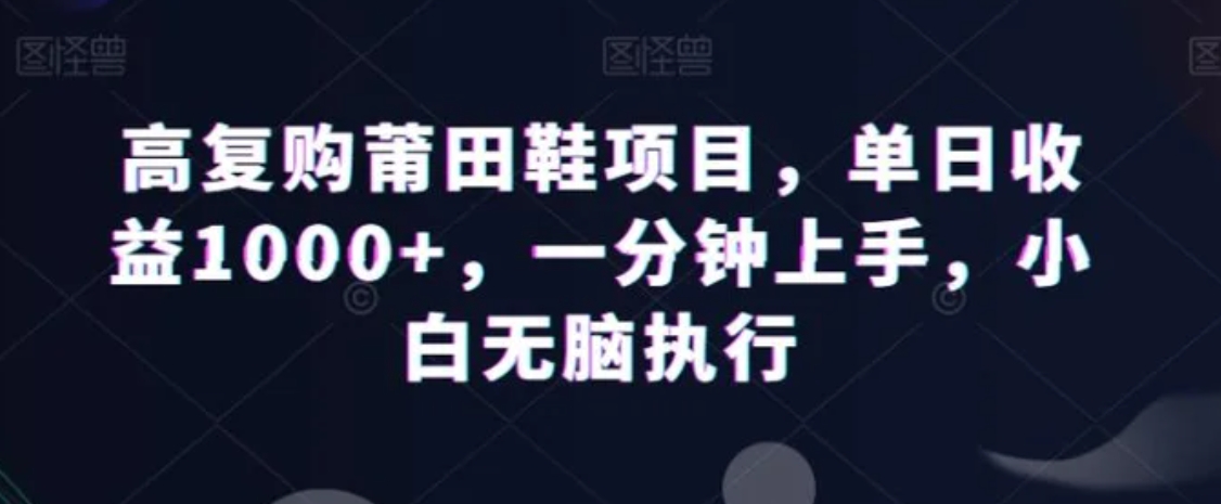 高复购莆田鞋项目，单日收益1000+，一分钟上手，小白无脑执行-黑马创业网