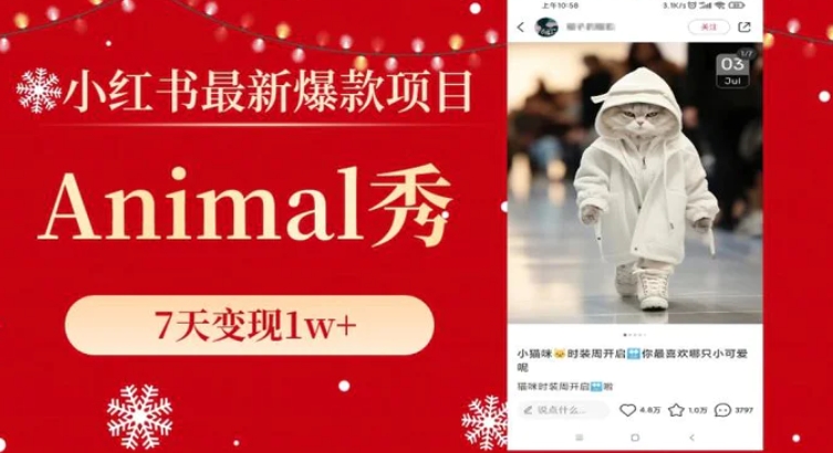 小红书最新爆款项目，Animal秀，7天变现1w+-黑马创业网
