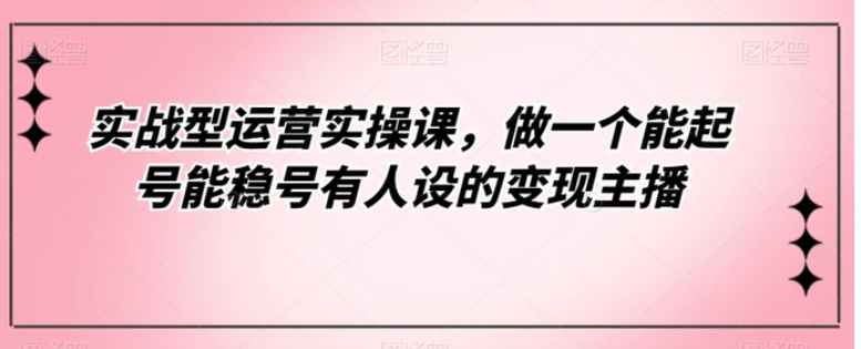 实战型运营实操课，做一个能起号能稳号有人设的变现主播-黑马创业网