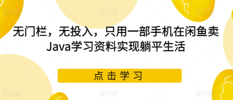无门栏，无投入，只用一部手机在闲鱼卖Java学习资料实现躺平生活【揭秘】-黑马创业网