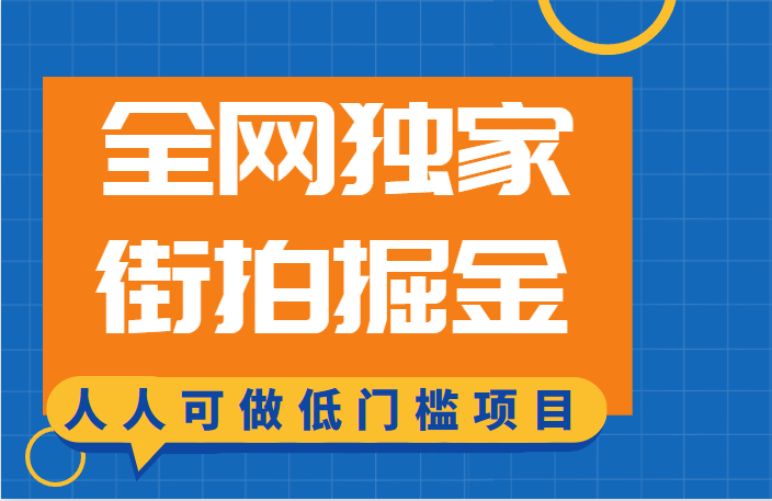 全网独家一街拍掘金，低门槛人人可做的赚钱项目-黑马创业网