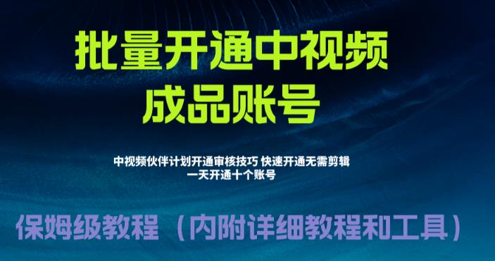 外面收费1980暴力开通中视频计划教程，附 快速通过中视频伙伴计划的办法-黑马创业网