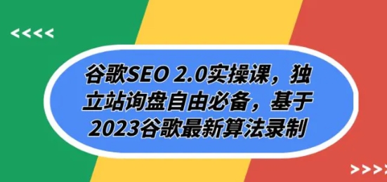 谷歌SEO 2.0实操课，独立站询盘自由必备，基于2023谷歌最新算法录制（94节-黑马创业网
