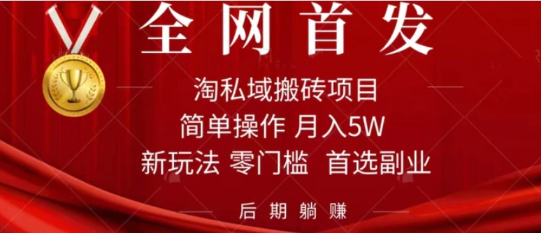 淘私域搬砖项目，利用信息差月入5W，每天无脑操作1小时，后期躺赚-黑马创业网