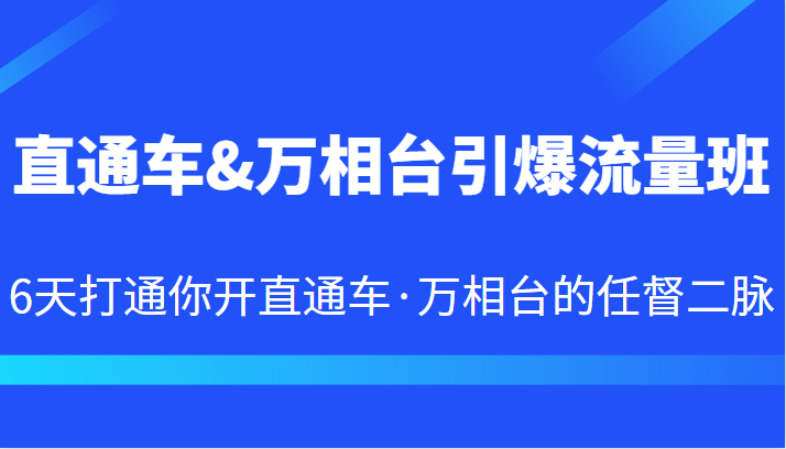 直通车&万相台引爆流量班 6天打通你开直通车·万相台的任督二脉-黑马创业网