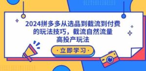 （9037期）2024拼多多从选品到截流到付费的玩法技巧，截流自然流量玩法，高投产玩法-黑马创业网