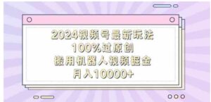 （9151期）2024视频号最新玩法，100%过原创，搬用机器人视频掘金，月入10000+-黑马创业网