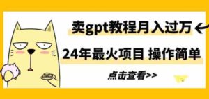 （9180期）24年最火项目，卖gpt教程月入过万，操作简单-黑马创业网
