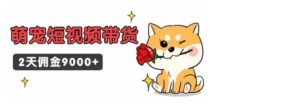 （9273期）东哲日记·萌宠短视频带货，2天佣金9000+-黑马创业网