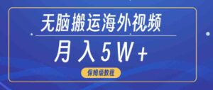 （9361期）无脑搬运海外短视频，3分钟上手0门槛，月入5W+-黑马创业网