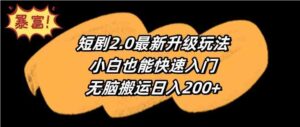（9375期）短剧2.0最新升级玩法，小白也能快速入门，无脑搬运日入200+-黑马创业网