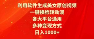 （9482期）利用软件生成美女原创视频，一键换脸转动漫，各大平台通用，多种变现方式-黑马创业网