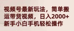 （9486期）视频号最新玩法，简单搬运带货视频，日入2000+，新手小白手机轻松操作-黑马创业网