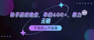 （9491期）快手游戏100%转化撸金，单机600+，不用担心不会做-黑马创业网