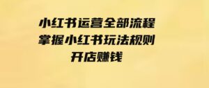 （9526期）小红书运营全部流程，掌握小红书玩法规则，开店赚钱-黑马创业网